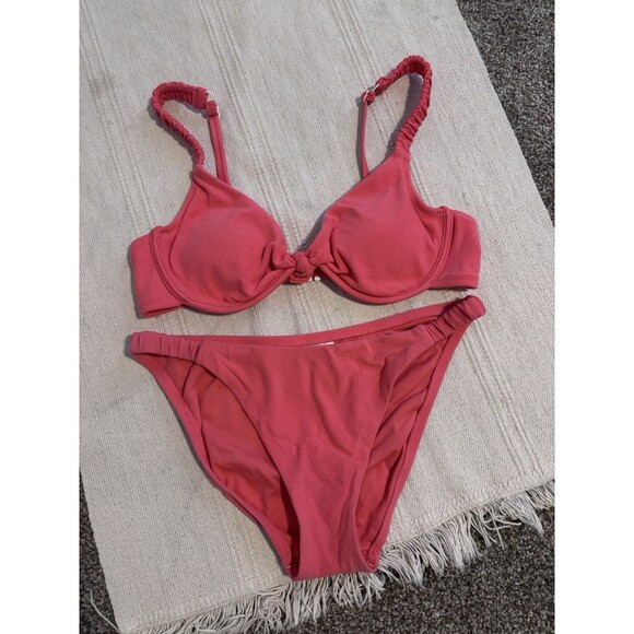 NWT Sanctuary Swim 2 Piece Underwire Bikini Sz Medium Watermelon, Coral Swimsuit - Picture 1 of 3
